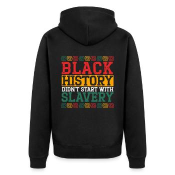 L’histoire des Noirs ne commence pas avec l’esclavage Black Pride - Veste à capuche bio Premium Unisexe - noir - Dos - Nico (187cm)