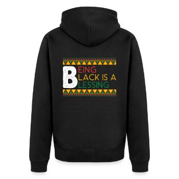 Being Black Is A Blessing Black History Month - Unisex Premium Organic Zip Hoodie - black - Back - Nico (187cm)