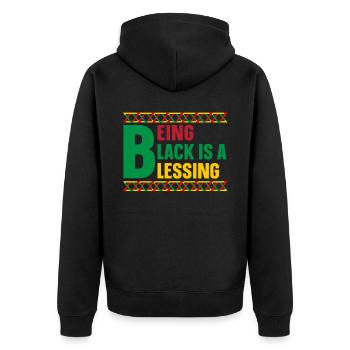 Being Black Is A Blessing Black History Month - Unisex Premium Organic Zip Hoodie - black - Back - Nico (187cm)