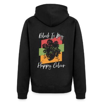 Le noir est ma couleur heureuse mélanine afro-américaine - Veste à capuche bio Premium Unisexe - noir - Dos - Nico (187cm)