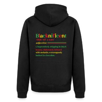 Black And Proud Black History Month Black Pride - Unisex Premium Organic Zip Hoodie - black - Back - Nico (187cm)