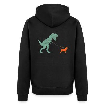 Vintage T-Rex - Unisex Premium Organic Zip Hoodie - black - Back - Nico (187cm)