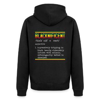 Black And Proud Black History Month Black Pride - Unisex Premium Organic Zip Hoodie - black - Back - Nico (187cm)
