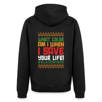 Quelle couleur suis-je quand je sauve ta vie Infirmière noire - Veste à capuche bio Premium Unisexe - noir - Dos - Nico (187cm)