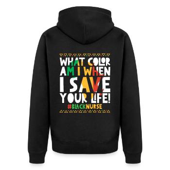 Quelle couleur suis-je quand je sauve ta vie Infirmière noire - Veste à capuche bio Premium Unisexe - noir - Dos - Nico (187cm)