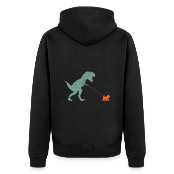 Vintage T-Rex - Unisex Premium Bio Zip Hoodie - Schwarz - Hinten - Nico (187cm)