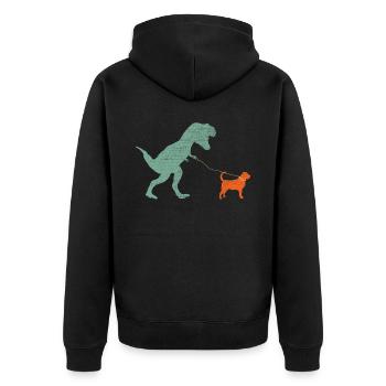 Vintage T-Rex - Unisex Premium Organic Zip Hoodie - black - Back - Nico (187cm)