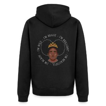 Black And Proud Black History Month Black Pride - Unisex Premium Organic Zip Hoodie - black - Back - Nico (187cm)