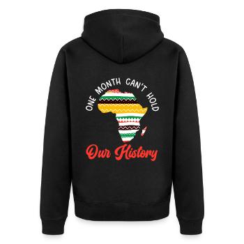 Ein Monat kann unsere Geschichte nicht halten Black Pride - Unisex Premium Bio Zip Hoodie - Schwarz - Hinten - Nico (187cm)