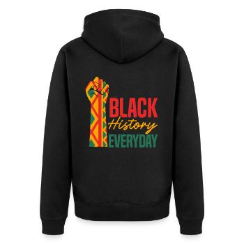 Schwarze Geschichte Alltag Afroamerikaner Melanin - Unisex Premium Bio Zip Hoodie - Schwarz - Hinten - Nico (187cm)