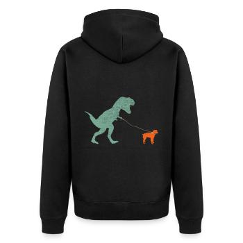Vintage T-Rex - Unisex Premium Organic Zip Hoodie - black - Back - Nico (187cm)