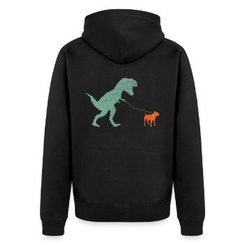 Vintage T-Rex - Unisex Premium Organic Zip Hoodie - black - Back - Nico (187cm)