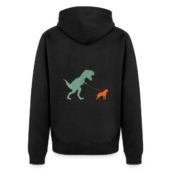 Vintage T-Rex - Unisex Premium Organic Zip Hoodie - black - Back - Nico (187cm)