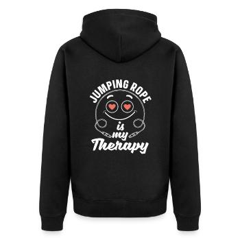 Springseil Ist Mein Therapie-springseil - Unisex Premium Bio Zip Hoodie - Schwarz - Hinten - Nico (187cm)