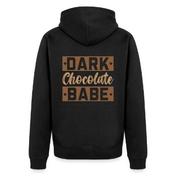 Chocolat noir Babe Mélanine Mois de l’histoire des Noirs - Veste à capuche bio Premium Unisexe - noir - Dos - Nico (187cm)