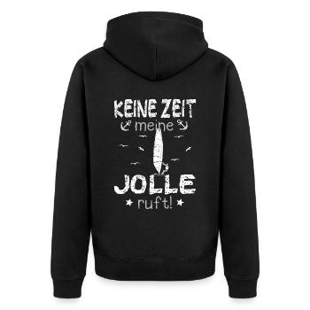 Frau Dame Jolle Jollen Jollensegeln Segler Segeln - Unisex Premium Bio Zip Hoodie - Schwarz - Hinten - Nico (187cm)