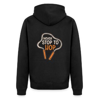 Never Stop To Hop Skipping Rope Skipping Rope - Unisex Premium Organic Zip Hoodie - black - Back - Nico (187cm)