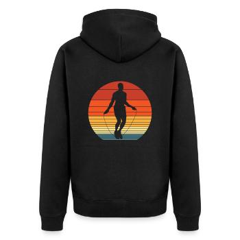 Retro Silhouette Skipping Rope Man Skipping Rope - Unisex Premium Organic Zip Hoodie - black - Back - Nico (187cm)