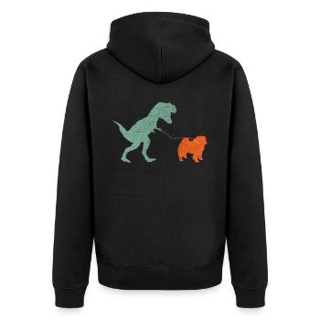 Vintage T-Rex - Unisex Premium Organic Zip Hoodie - black - Back - Nico (187cm)