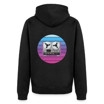 Retro Tape Recorder Tonbandgerät - Unisex Premium Bio Zip Hoodie - Schwarz - Hinten - Nico (187cm)