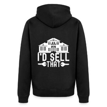 Real estate marker Markler Immobilien - Unisex Premium Organic Zip Hoodie - black - Back - Nico (187cm)