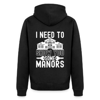 Immobilienmarkler Markler Immobilien - Unisex Premium Bio Zip Hoodie - Schwarz - Hinten - Nico (187cm)
