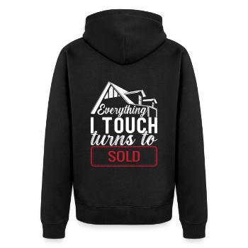 Real estate broker Markler Real Estate - Unisex Premium Organic Zip Hoodie - black - Back - Nico (187cm)