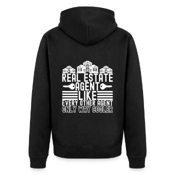 Real estate marker Markler Immobilien - Unisex Premium Organic Zip Hoodie - black - Back - Nico (187cm)
