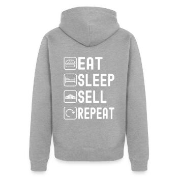 Immobilienmarkler Markler Immobilien - Unisex Premium Bio Zip Hoodie - Grau meliert - Hinten - Nico (187cm)