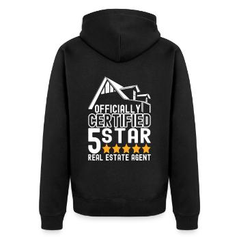 Immobilienmarkler Markler Immobilien - Unisex Premium Bio Zip Hoodie - Schwarz - Hinten - Nico (187cm)