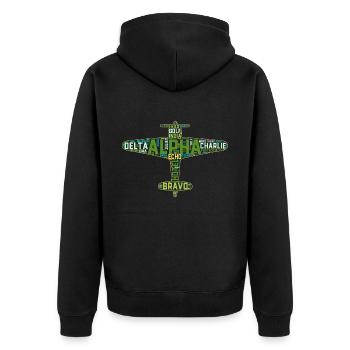 Alphabet phonétique complet Pilote d’avion militaire - Veste à capuche bio Premium Unisexe - noir - Dos - Nico (187cm)