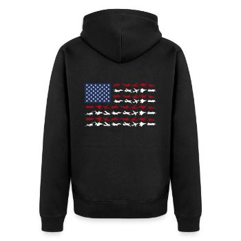 Airplanes American Flag 4th of July Aviation - Unisex Premium Organic Zip Hoodie - black - Back - Nico (187cm)