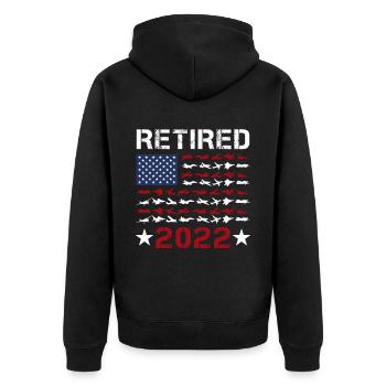 Pensionierter Pilot 2022 USA Flag Airplanes Aviation - Unisex Premium Bio Zip Hoodie - Schwarz - Hinten - Nico (187cm)