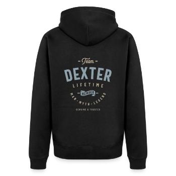 Team Dexter Lifetime Member Personalized Name - Unisex Premium Organic Zip Hoodie - black - Back - Nico (187cm)
