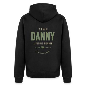 Nom personnalisé du membre à vie de l’équipe Danny - Veste à capuche bio Premium Unisexe - noir - Dos - Nico (187cm)