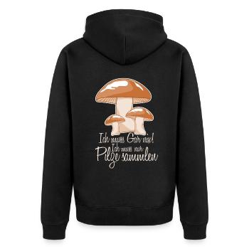 Pilzsammler Pilze Pilz Pilzsucher - Unisex Premium Bio Zip Hoodie - Schwarz - Hinten - Nico (187cm)