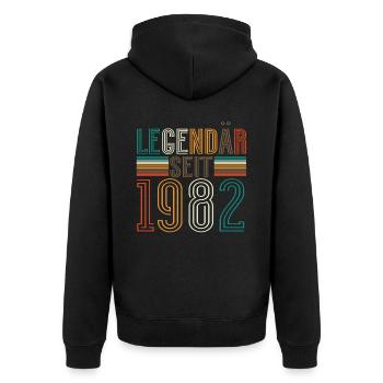 Legendär Seit 1982 Geburtstag - Unisex Premium Bio Zip Hoodie - Schwarz - Hinten - Nico (187cm)