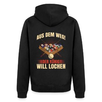 Aus Dem Weg! Der König Will Lochen - Unisex Premium Bio Zip Hoodie - Schwarz - Hinten - Nico (187cm)