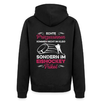Echte Prinzessinen Kommen Nicht Im Kleid Sondern I - Unisex Premium Bio Zip Hoodie - Schwarz - Hinten - Nico (187cm)