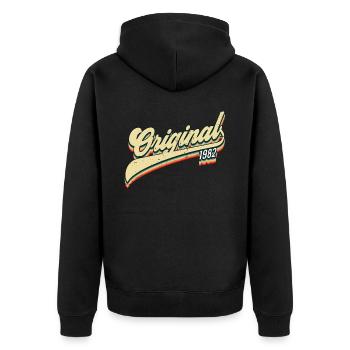 1982 Geburtstag - Unisex Premium Bio Zip Hoodie - Schwarz - Hinten - Nico (187cm)