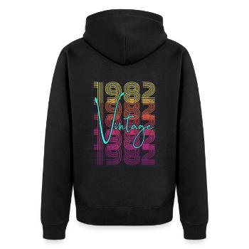 1982 Geburtstag - Unisex Premium Bio Zip Hoodie - Schwarz - Hinten - Nico (187cm)
