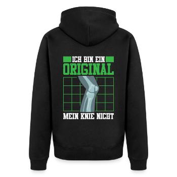 Ich Bin Ein Original Mein Knie Nicht - Unisex Premium Bio Zip Hoodie - Schwarz - Hinten - Nico (187cm)