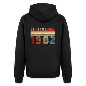 1982 Geburtstag - Unisex Premium Bio Zip Hoodie - Schwarz - Hinten - Nico (187cm)