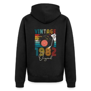 1982 Geburtstag - Unisex Premium Bio Zip Hoodie - Schwarz - Hinten - Nico (187cm)