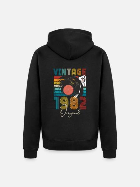 1982 Birthday - Unisex Premium Organic Zip Hoodie - black