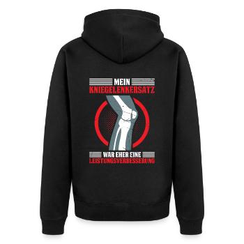 Mein Kniegelenkersatz war eher eine Leistungsverbe - Unisex Premium Bio Zip Hoodie - Schwarz - Hinten - Nico (187cm)