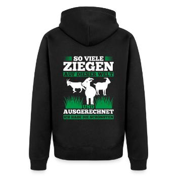 So Viele Ziegen Auf Dieser Welt Und Ausgerechnet I - Unisex Premium Bio Zip Hoodie - Schwarz - Hinten - Nico (187cm)