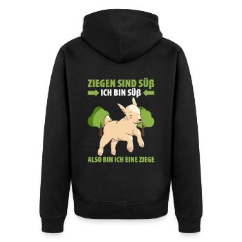 Ziegen Sind Süß Ich Bin Süß Also Bin Ich Eine Zieg - Unisex Premium Bio Zip Hoodie - Schwarz - Hinten - Nico (187cm)