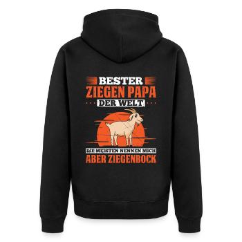 Bester Ziegen Papa Der Welt Die Meisten Nennen Mic - Unisex Premium Bio Zip Hoodie - Schwarz - Hinten - Nico (187cm)