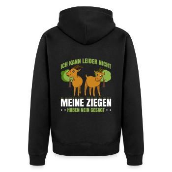 Ich Kann Lieder Nicht Meine Ziegen Haben Nein Gesa - Unisex Premium Bio Zip Hoodie - Schwarz - Hinten - Nico (187cm)